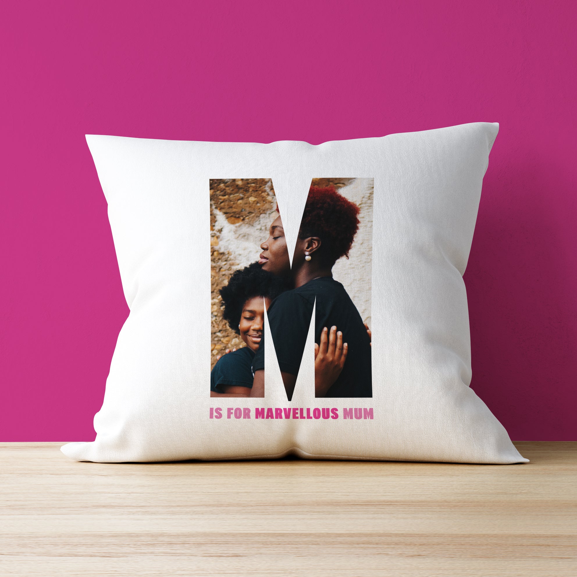 M is for Marvellous Mum - Photo Upload Cushion