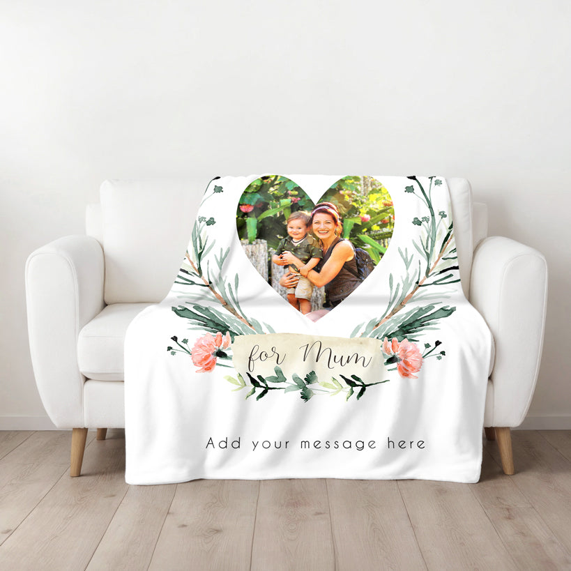 Personalised Photo Large Teddy Fleece Blanket - Reserved For Mum