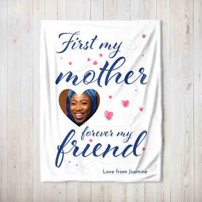 Personalised Photo Medium Teddy Fleece Blanket - First My Mother, Forever My Friend