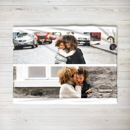 Two Horizontal Photo Large Teddy Fleece Blanket