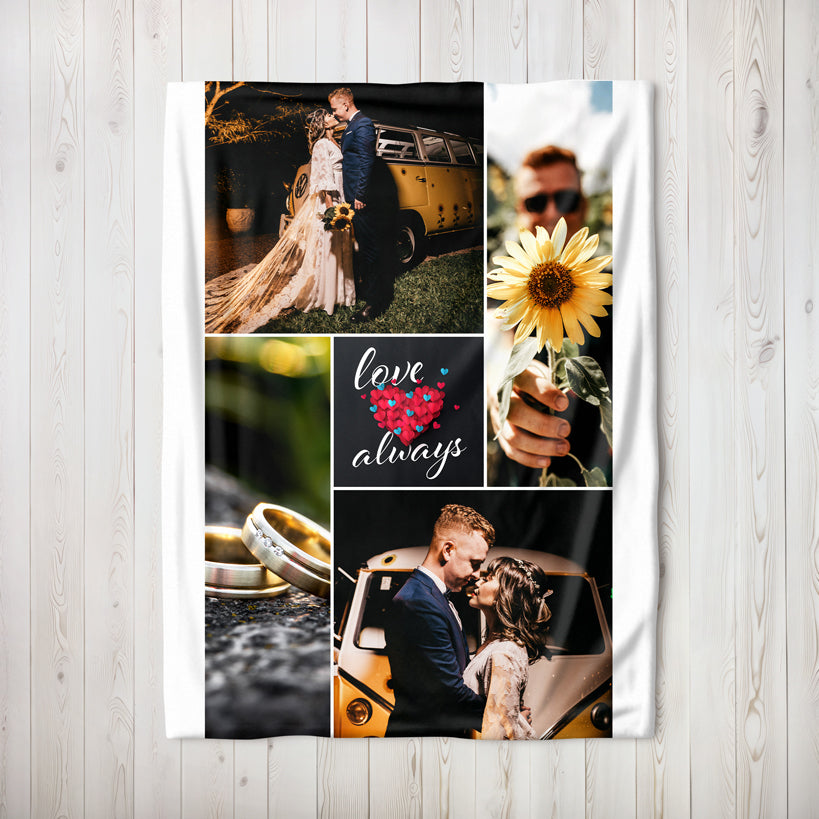 Four Photo Large Teddy Fleece Blanket - Love Always