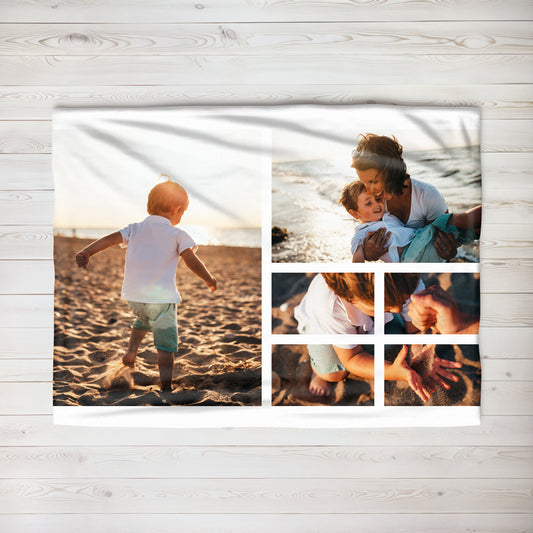 Three Photo Tiled Large Teddy Fleece Blanket