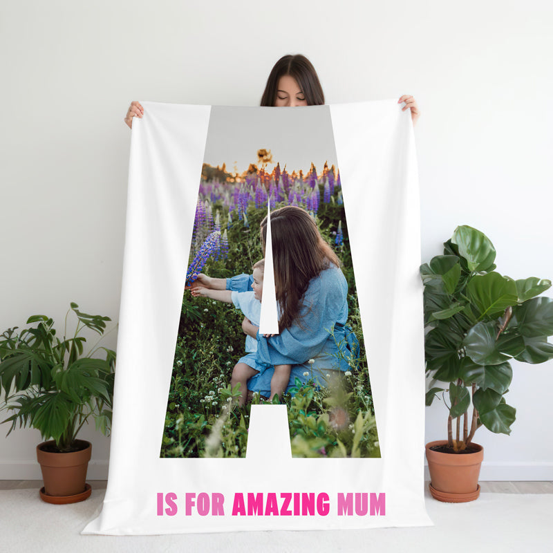 A Is For Amazing Mum Photo Large Teddy Fleece Blanket