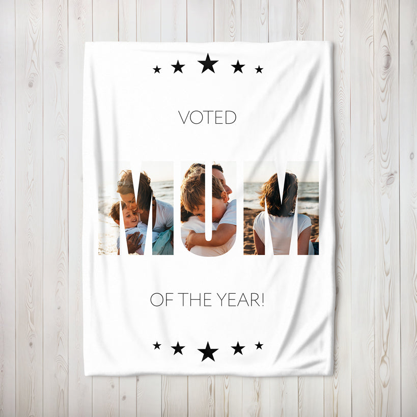 Mum Of The Year Photo Large Teddy Fleece Blanket