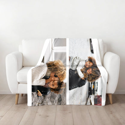 Two Horizontal Photo Large Teddy Fleece Blanket