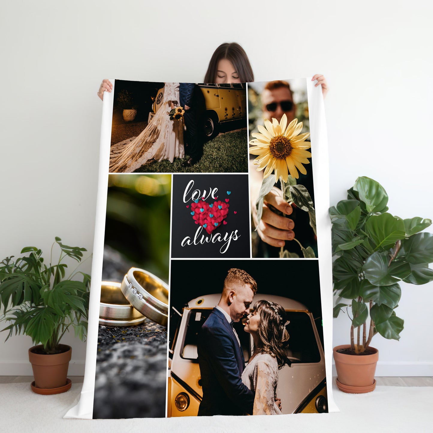 Four Photo Large Teddy Fleece Blanket - Love Always