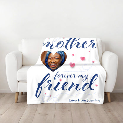 Personalised Photo Medium Teddy Fleece Blanket - First My Mother, Forever My Friend