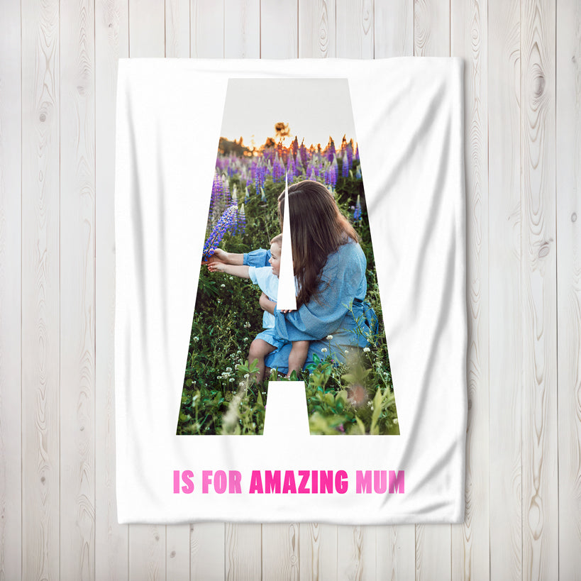 A Is For Amazing Mum Photo Large Teddy Fleece Blanket