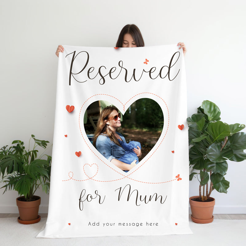 Personalised Photo Large Teddy Fleece Blanket - Reserved For Mum