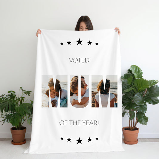 Mum Of The Year Photo Medium Teddy Fleece Blanket