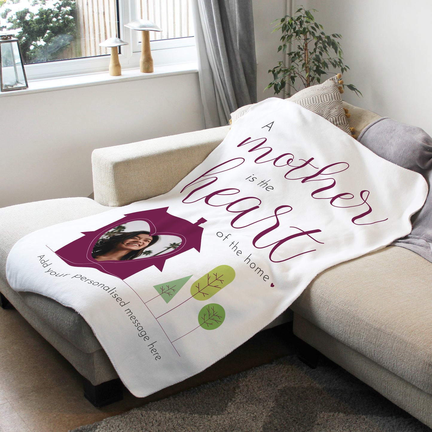 'A Mother is the heart of the home' Personalised Blanket