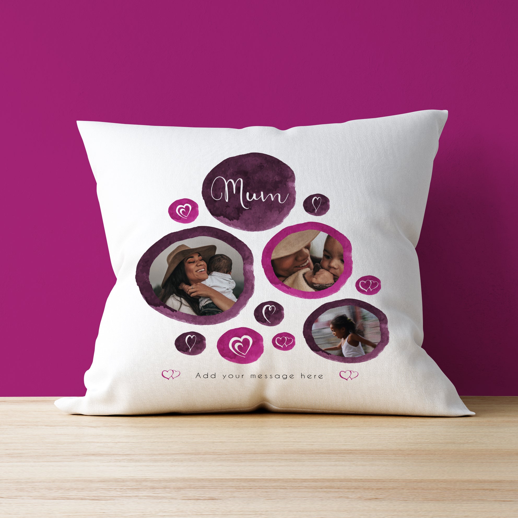 Mum Watercolour Dots - Photo Upload Cushion