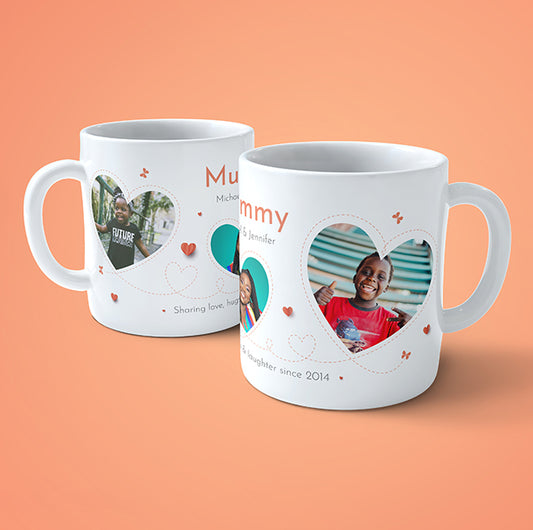Personalised Mothers Day Mug - Hearts