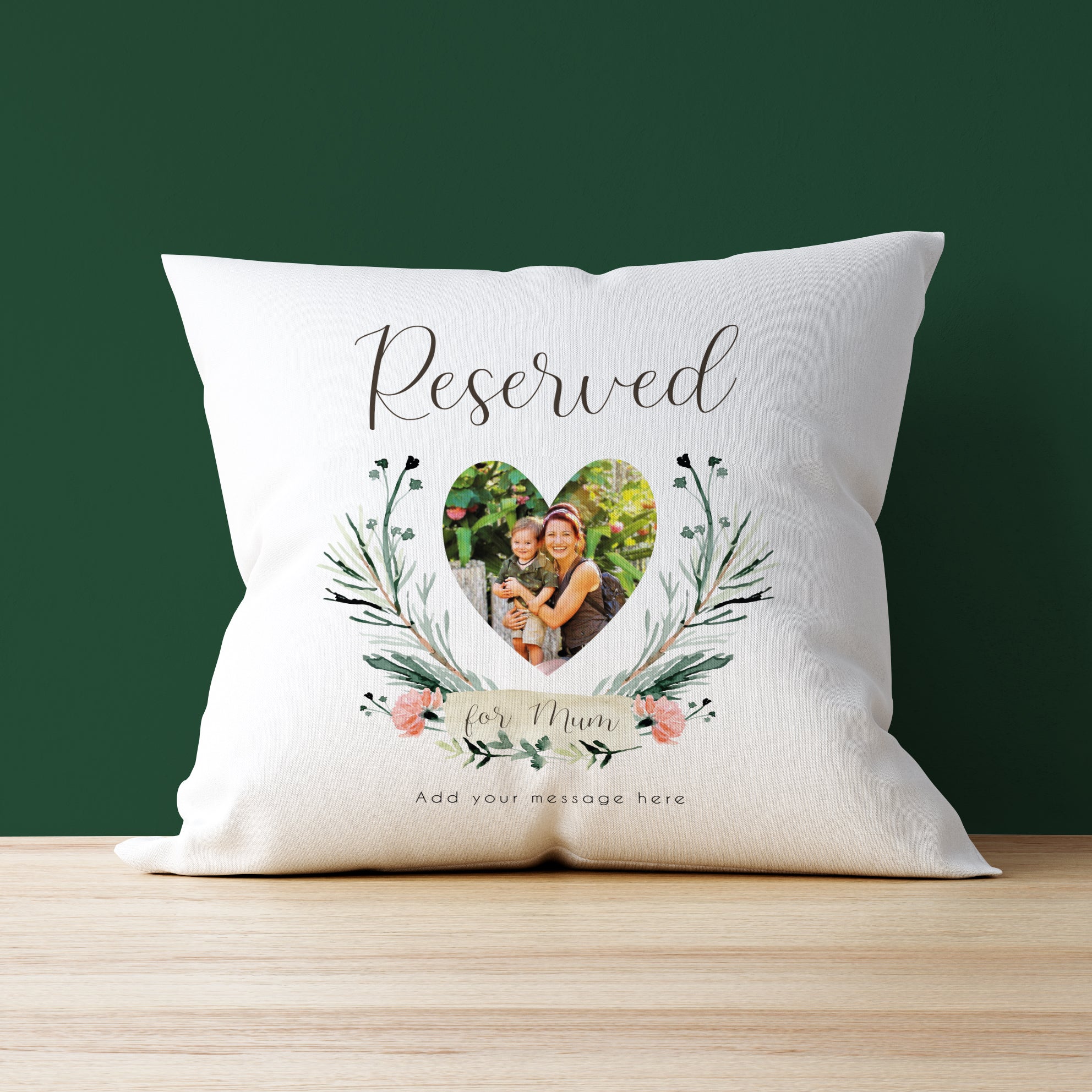 Reserved for mum Watercolour Flower Design - Photo Upload Cushion