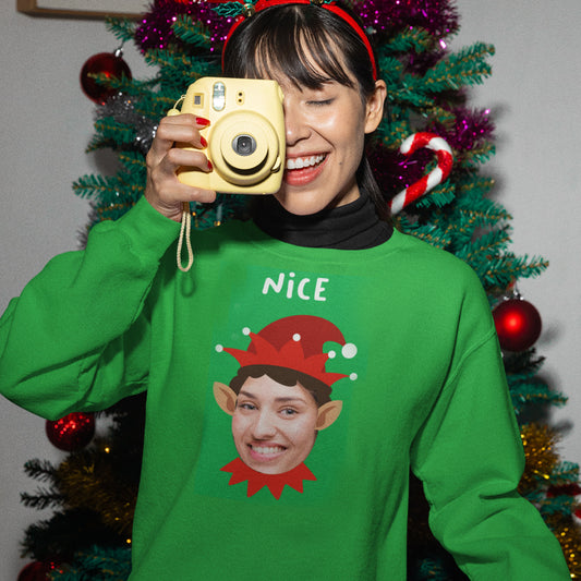 Photo Upload Christmas Jumper - Nice Elf