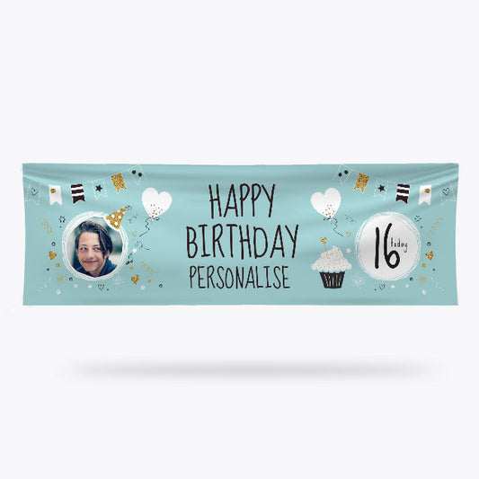 Happy 16th Birthday Banner 140cm x 45cm (Blue)
