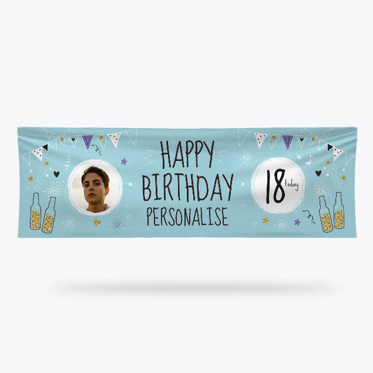 Happy 18th Birthday Banner 140cm x 45cm (Blue)