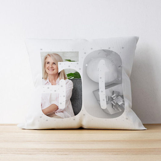 Two Photo Upload Cushion - 50 Stars