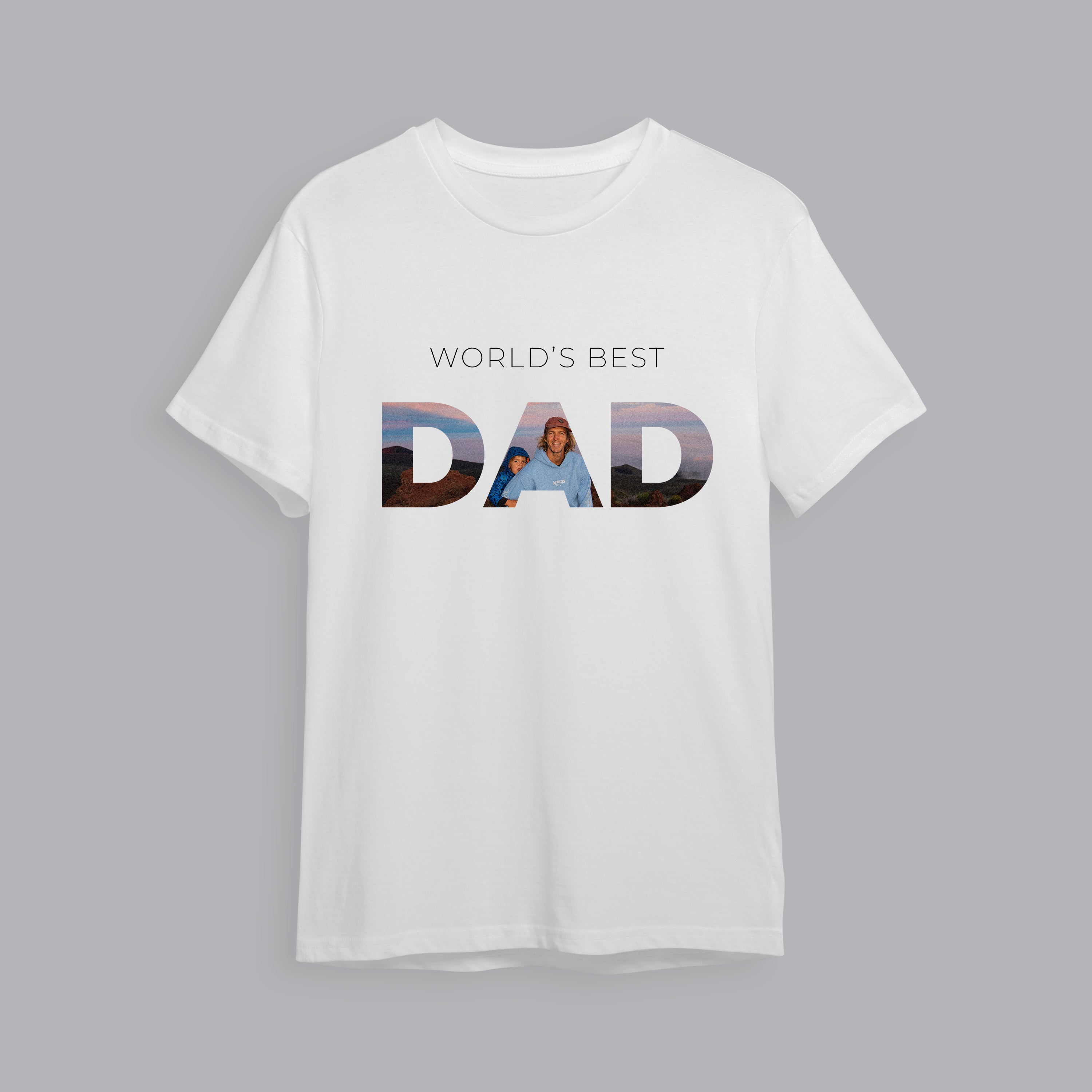 Photo Upload T-Shirt Worlds Best Dad (White)
