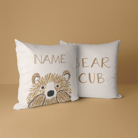 Personalised Childrens Cushion - Bear Cub