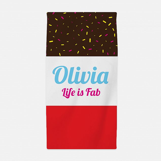 Fab Ice Lolly Beach Towel - "Life is Fab" - Personalise with Name