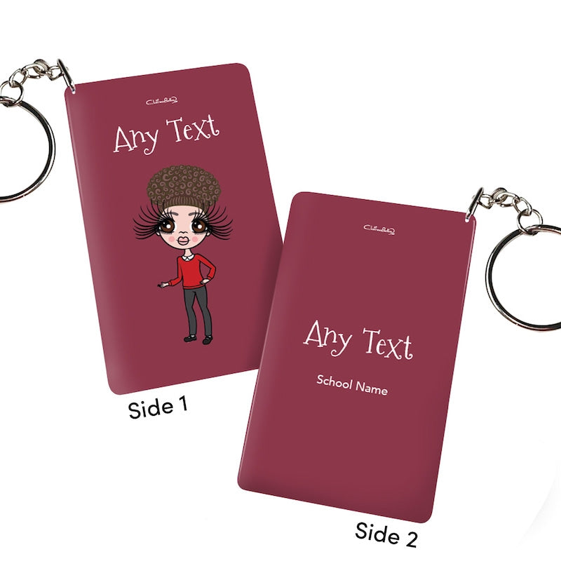 ClaireaBella Girls Personalised Burgundy Keyring - Image 1