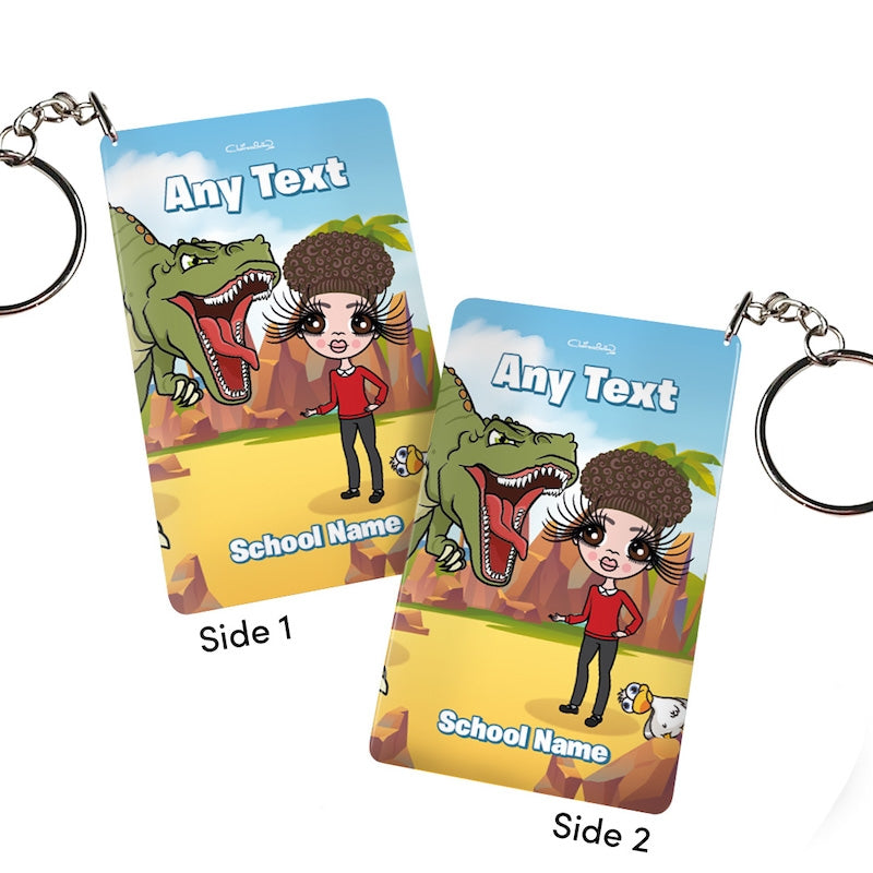 ClaireaBella Girls Personalised Dinosaur Land Keyring - Image 2