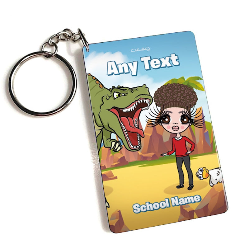 ClaireaBella Girls Personalised Dinosaur Land Keyring - Image 1