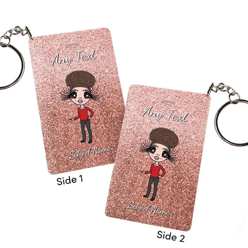 ClaireaBella Girls Personalised Blush Glitter Keyring - Image 2