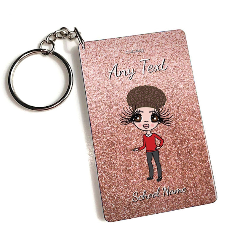 ClaireaBella Girls Personalised Blush Glitter Keyring - Image 1