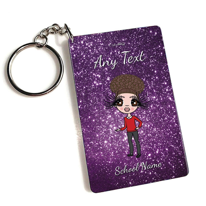 ClaireaBella Girls Personalised Purple Glitter Keyring - Image 1