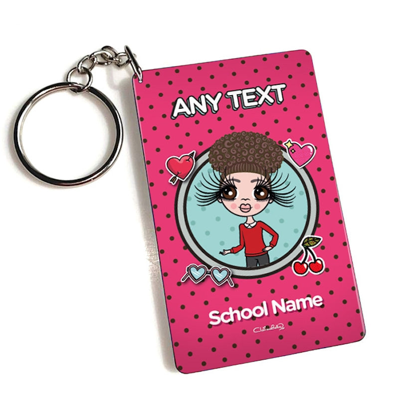 ClaireaBella Girls Personalised Polka Dots Keyring - Image 1