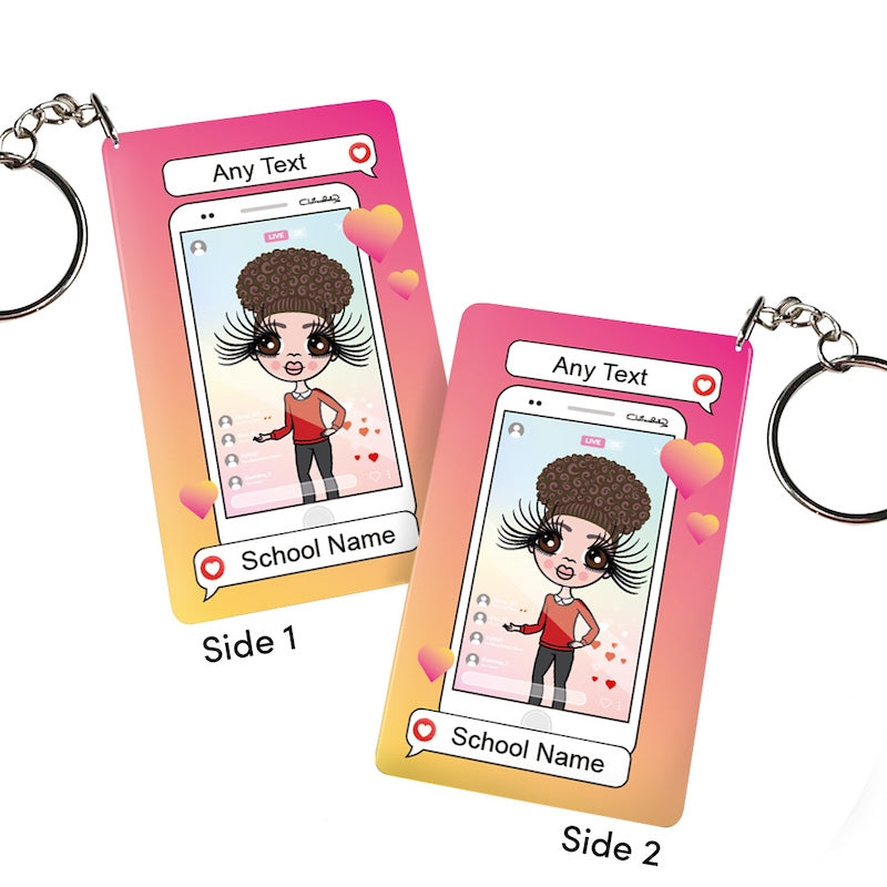 ClaireaBella Girls Personalised Social Likes Keyring - Image 2