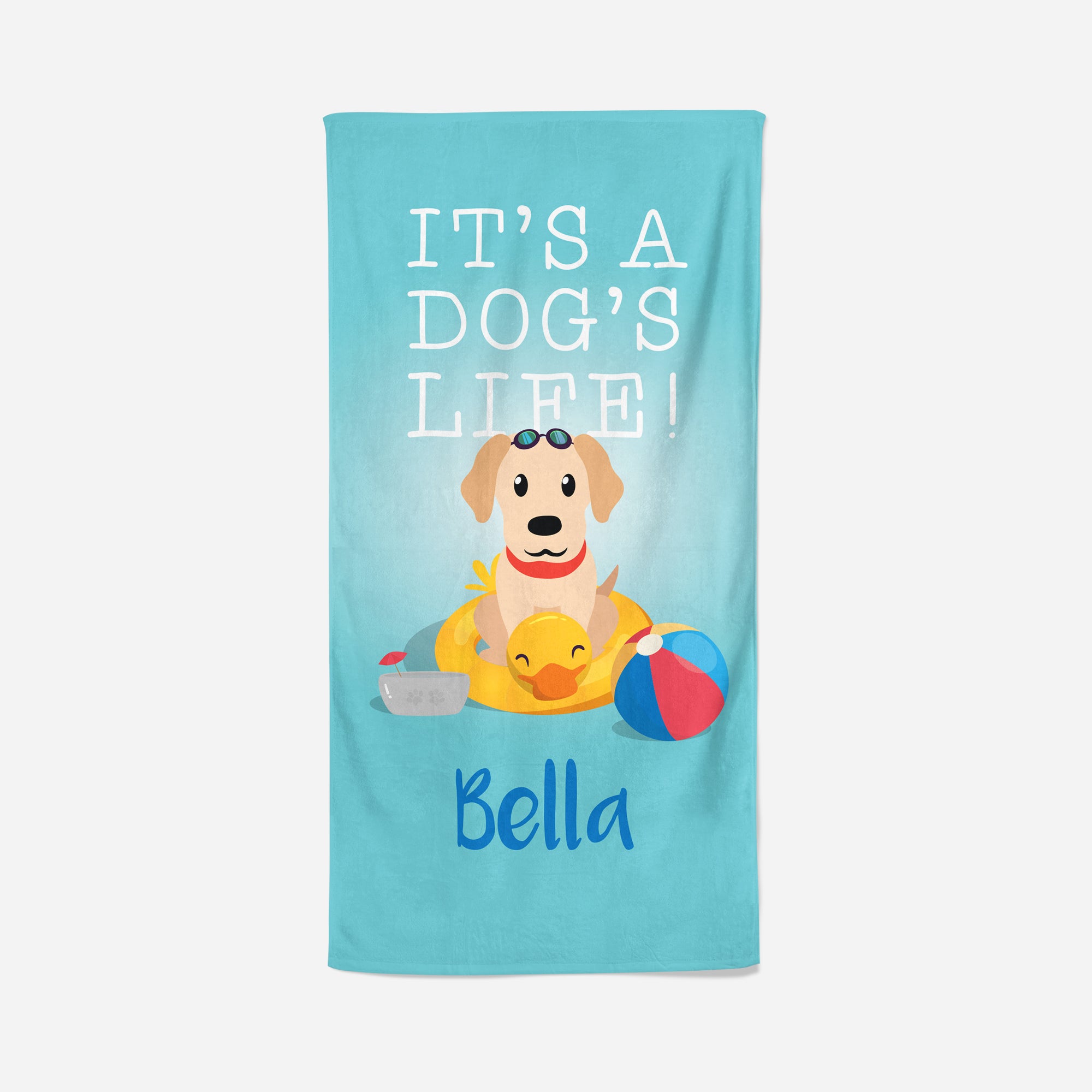 Labrador Towel Blue - Its a Dogs life - Personalise with Name