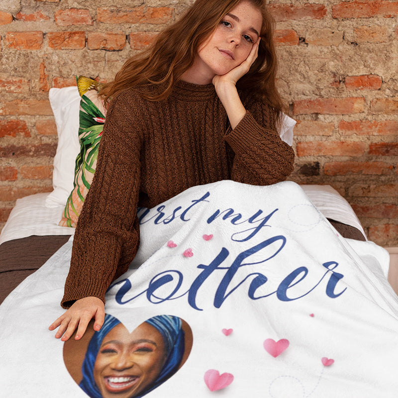 Personalised Photo Large Teddy Fleece Blanket - First My Mother, Forever My Friend