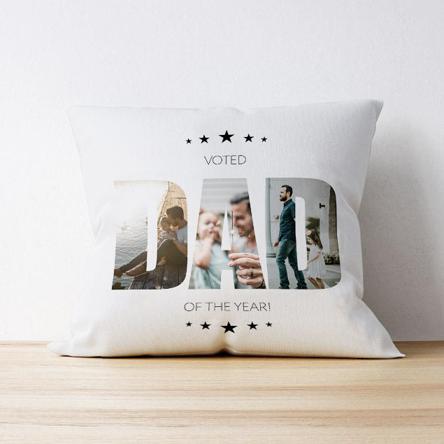 Three Photo Upload Cushion - DAD of the Year