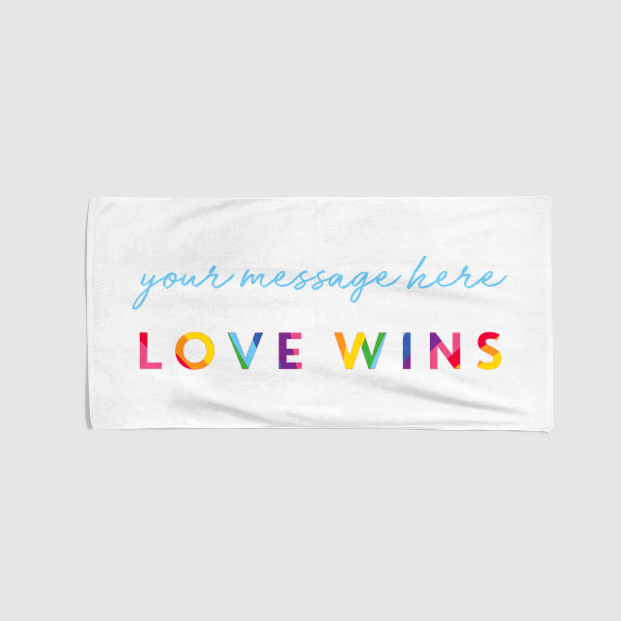 Large Pride Towel White- Love Wins - Personalise with Message