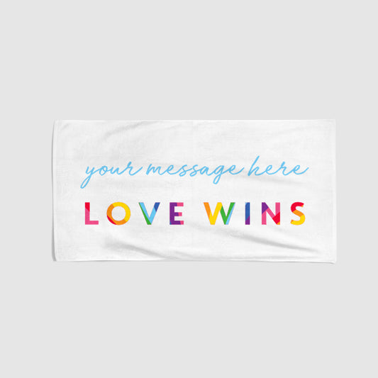 Pride Towel White - Love Wins - Personalise with Message