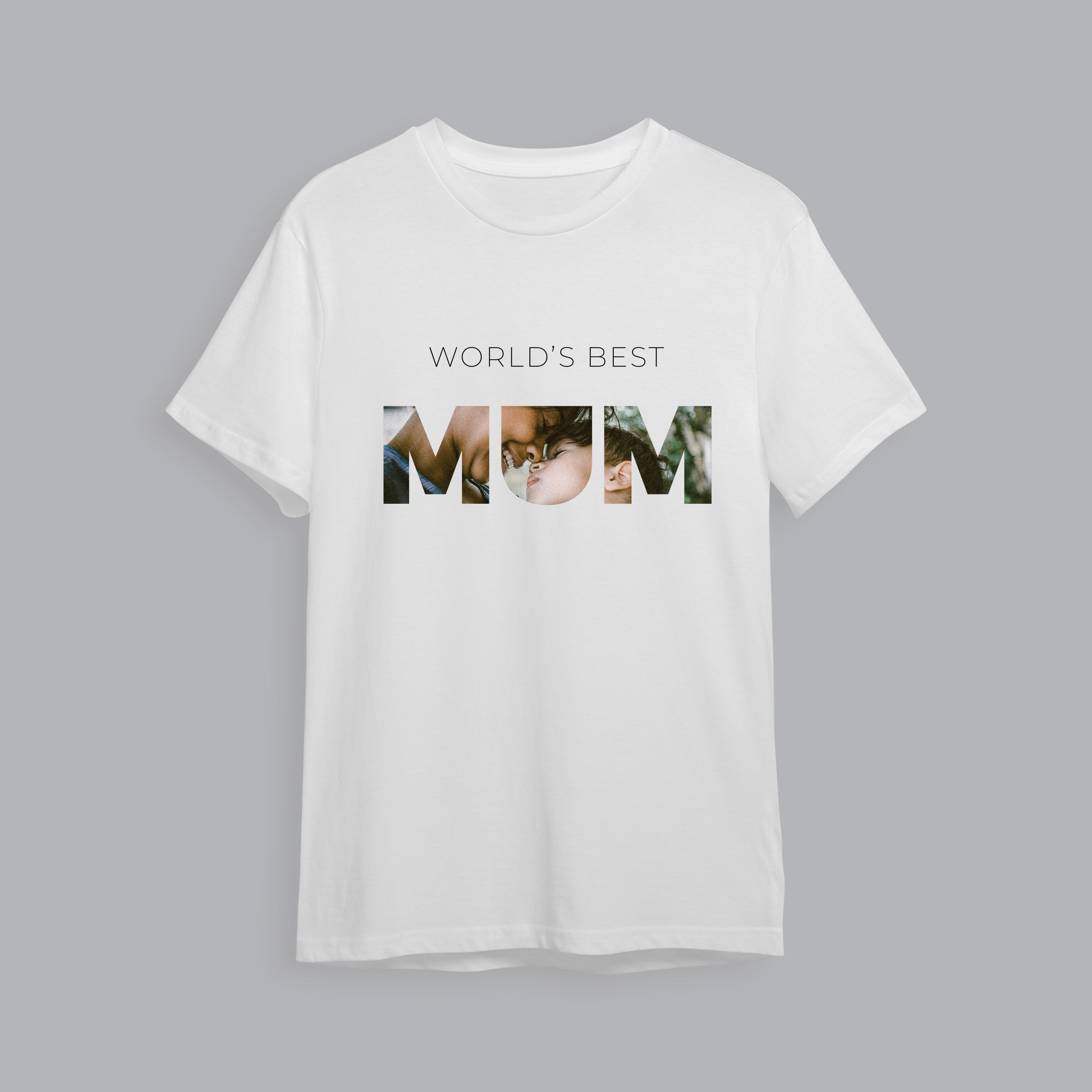 Photo Upload T-Shirt Worlds Best Mum (White)