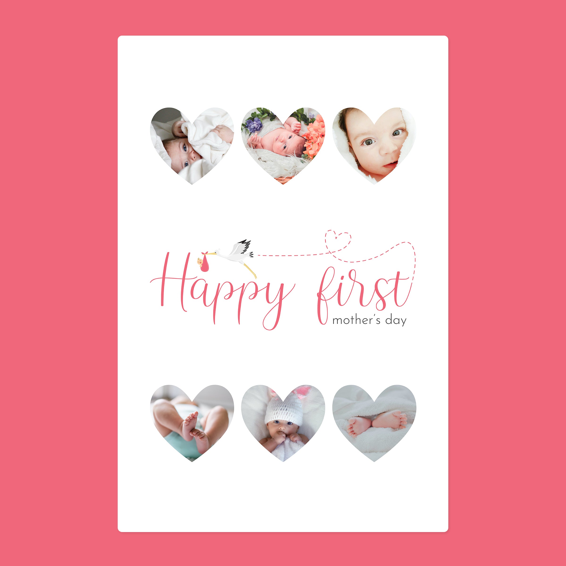 Happy First Mother's Day 6 hearts Personalised Blanket (Pink)