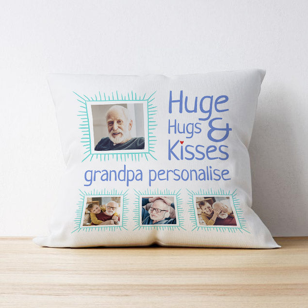 4 Photo Cushion - Hugs & Kisses Grandpa