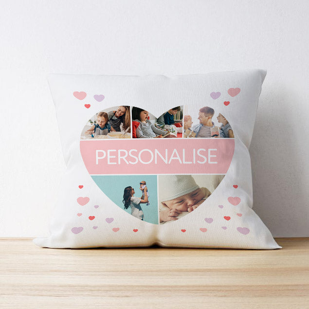 Five Photo Upload Cushion - Heart