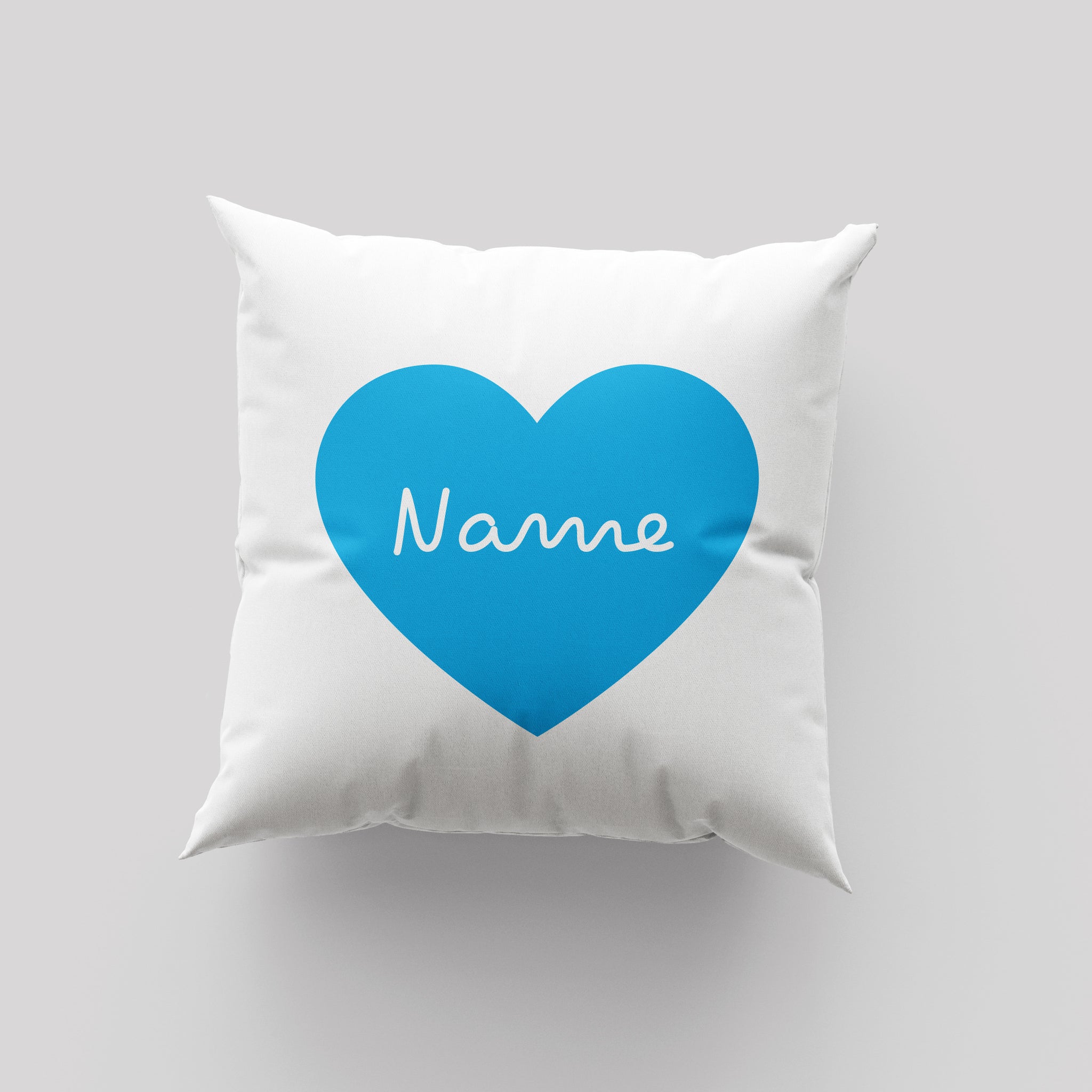Island Inspired Heart Cushion Blue