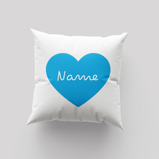 Island Inspired Heart Cushion Blue