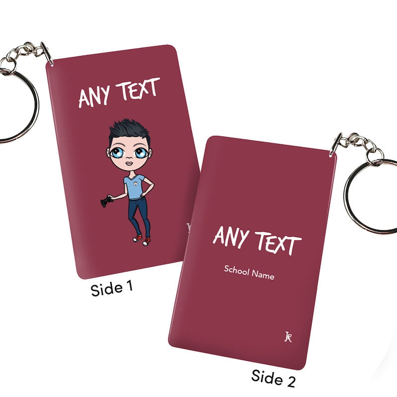 Jnr Boys Personalised Burgundy Keyring - Image 1