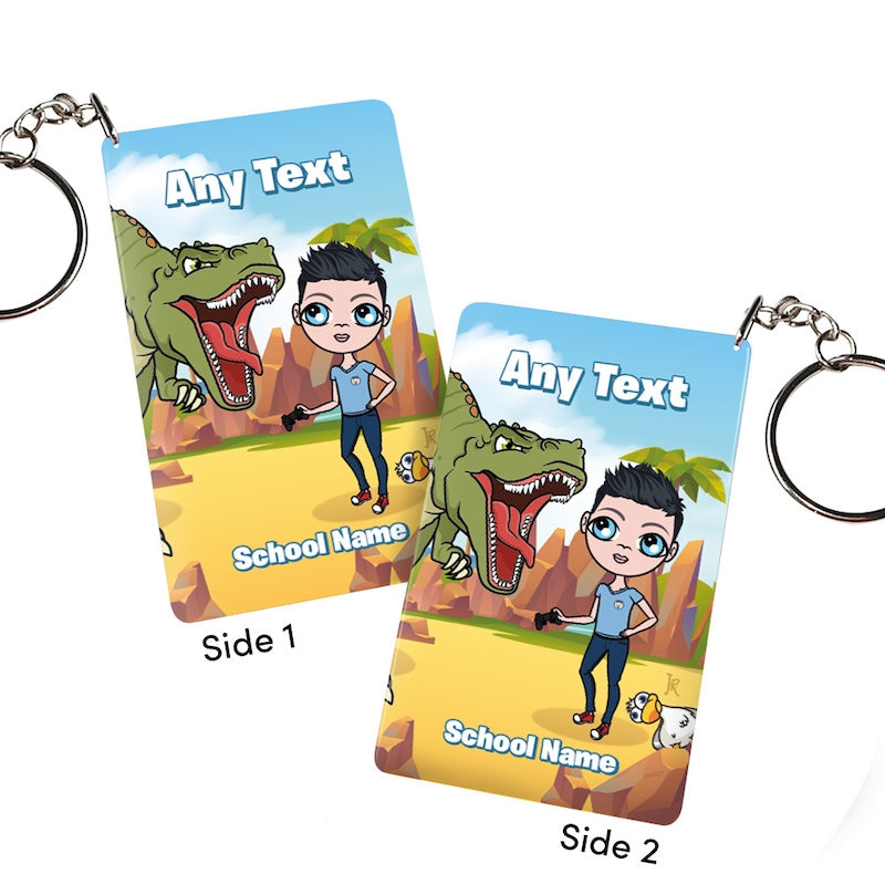 Jnr Boys Personalised Dinosaur Land Keyring - Image 2