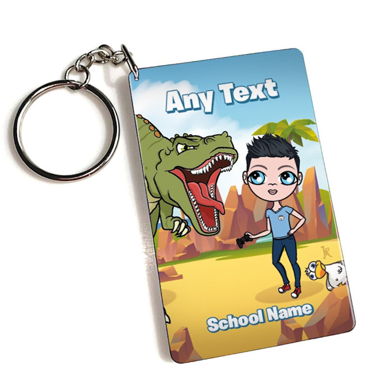 Jnr Boys Personalised Dinosaur Land Keyring - Image 1