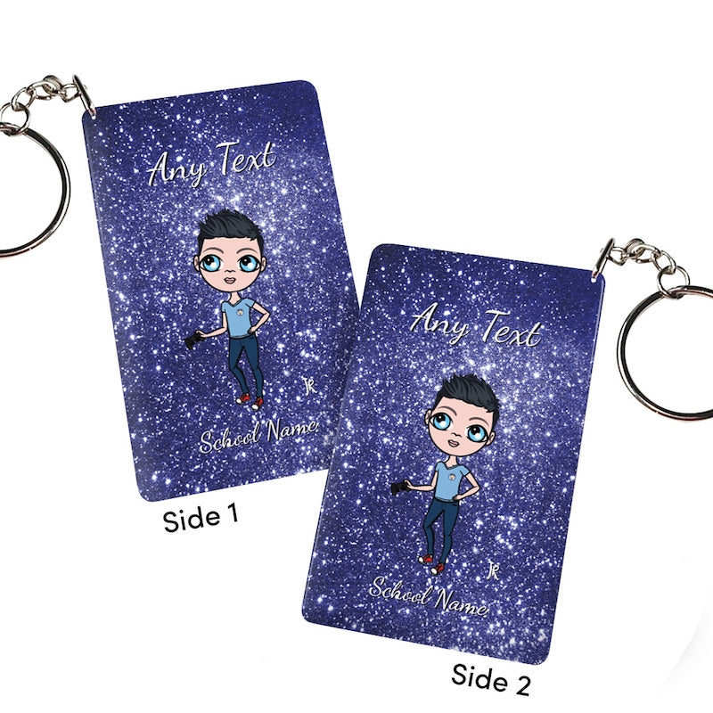 Jnr Boys Personalised Blue Glitter Keyring - Image 2