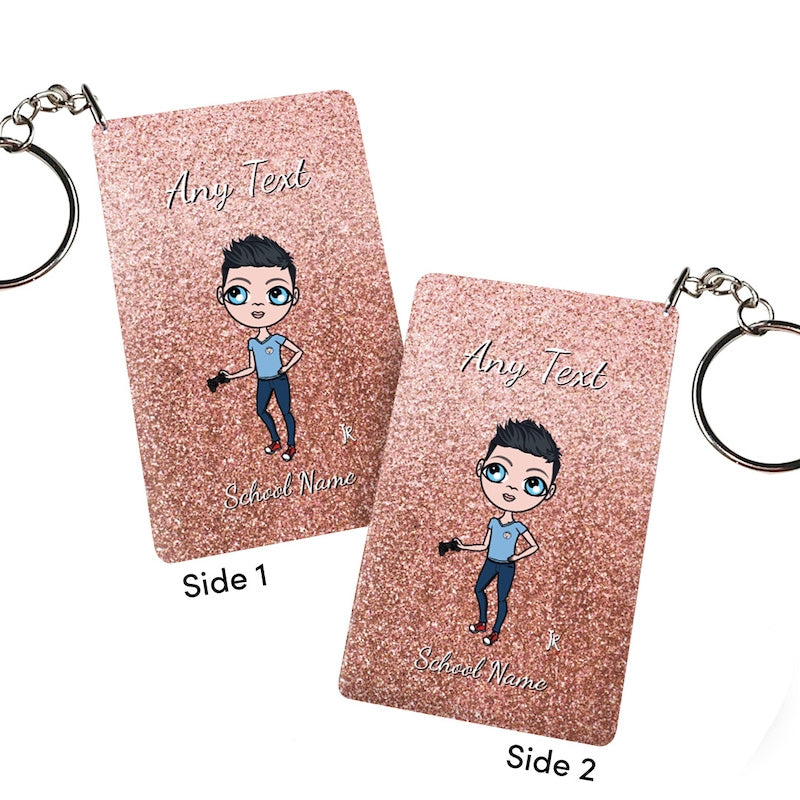 Jnr Boys Personalised Blush Glitter Keyring - Image 3