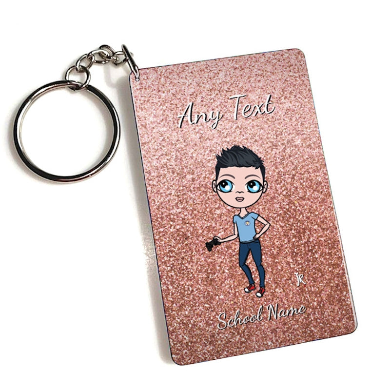 Jnr Boys Personalised Blush Glitter Keyring - Image 1